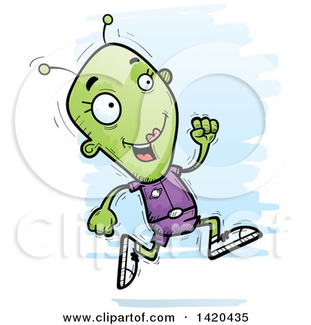 Clipart of a Cartoon Doodled Female Alien - Royalty Free Vector Illustration by Cory Thoman