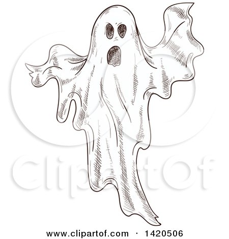 Clipart of a Sketched Ghost - Royalty Free Vector Illustration by Vector Tradition SM