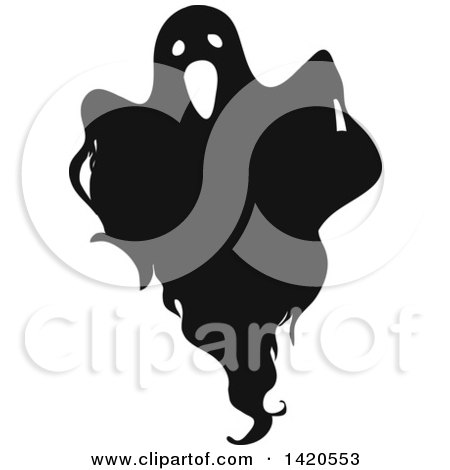 Clipart of a Black and White Silhouetted Ghost - Royalty Free Vector Illustration by Vector Tradition SM