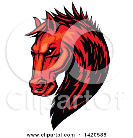 Clipart of a Tough Red Horse Head - Royalty Free Vector Illustration by Vector Tradition SM