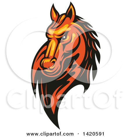 Clipart of a Tough Orange or Brown Horse Head - Royalty Free Vector Illustration by Vector Tradition SM