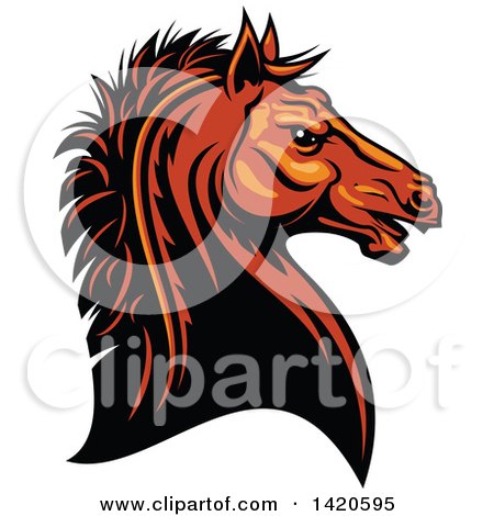 Clipart of a Tough Orange or Brown Horse Head - Royalty Free Vector Illustration by Vector Tradition SM