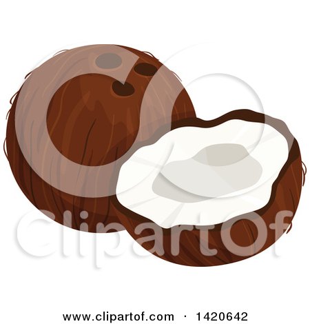 Clipart of a Coconut and Half - Royalty Free Vector Illustration by Vector Tradition SM