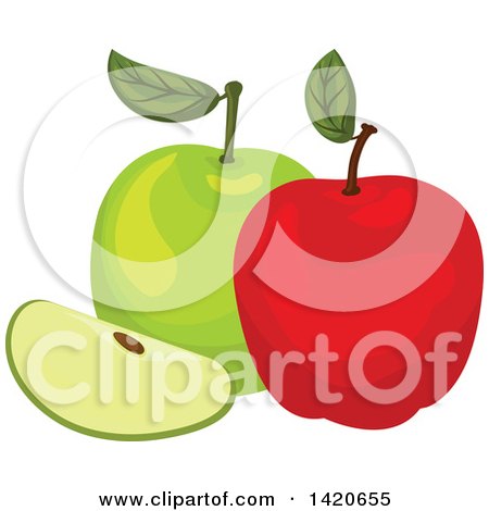 Clipart of Red and Green Apples - Royalty Free Vector Illustration by Vector Tradition SM