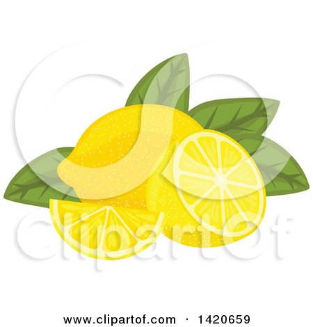 Clipart of Lemons and Leaves - Royalty Free Vector Illustration by Vector Tradition SM