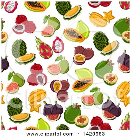 Clipart of a Seamless Pattern Background of Fruit - Royalty Free Vector Illustration by Vector Tradition SM