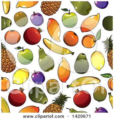 Clipart of a Seamless Pattern Background of Fruit - Royalty Free Vector Illustration by Vector Tradition SM