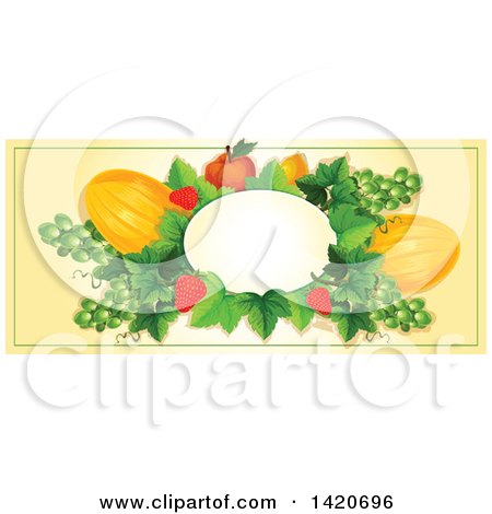 Clipart of a Blank Oval Banner Framed with BLANK on Beige - Royalty Free Vector Illustration by Vector Tradition SM