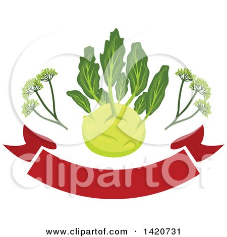 Clipart of a Kohlrabi over a Banner - Royalty Free Vector Illustration by Vector Tradition SM