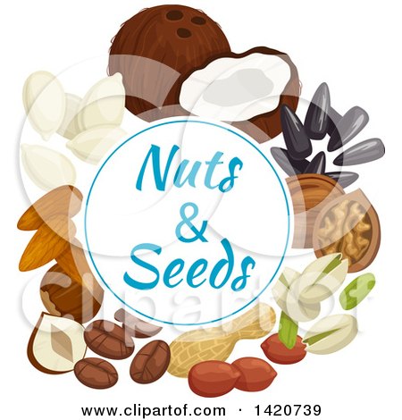 Clipart of a Nuts and Seeds Circle of Text with Food - Royalty Free Vector Illustration by Vector Tradition SM