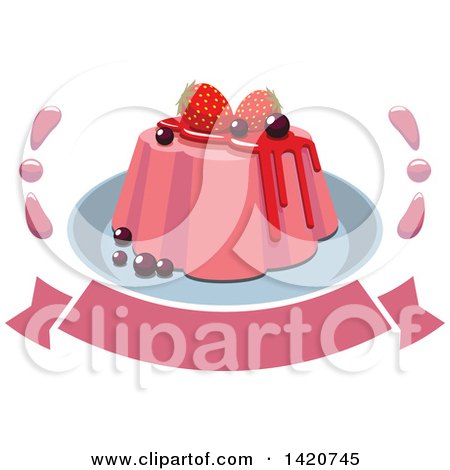 Clipart of a Berry Dessert over a Banner - Royalty Free Vector Illustration by Vector Tradition SM