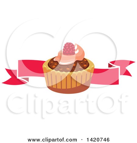 Clipart of a Tart or Cupcake over a Banner - Royalty Free Vector Illustration by Vector Tradition SM