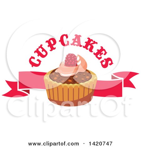 Clipart of a Tart or Cupcake over a Banner with Text - Royalty Free Vector Illustration by Vector Tradition SM