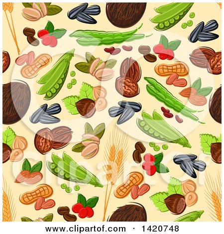 Clipart of a Seamless Pattern Background of Nuts - Royalty Free Vector Illustration by Vector Tradition SM