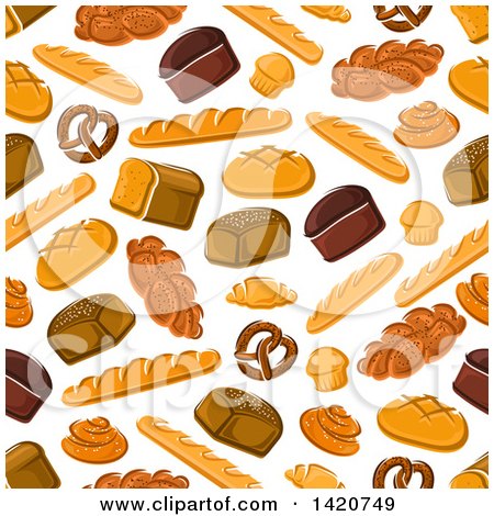Clipart of a Seamless Pattern Background of Baked Goods - Royalty Free Vector Illustration by Vector Tradition SM