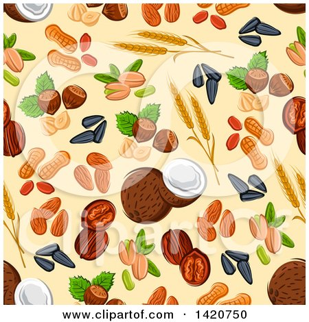 Clipart of a Seamless Pattern Background of Nuts - Royalty Free Vector Illustration by Vector Tradition SM