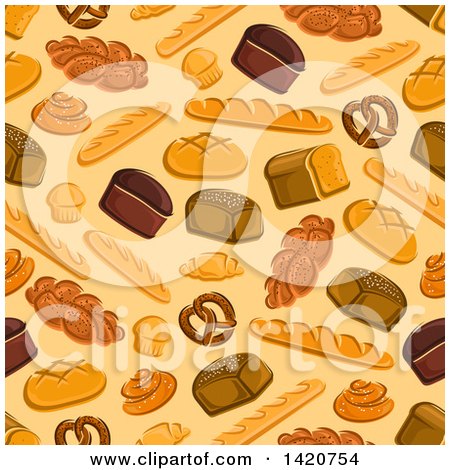 Clipart of a Seamless Pattern Background of Baked Goods - Royalty Free Vector Illustration by Vector Tradition SM