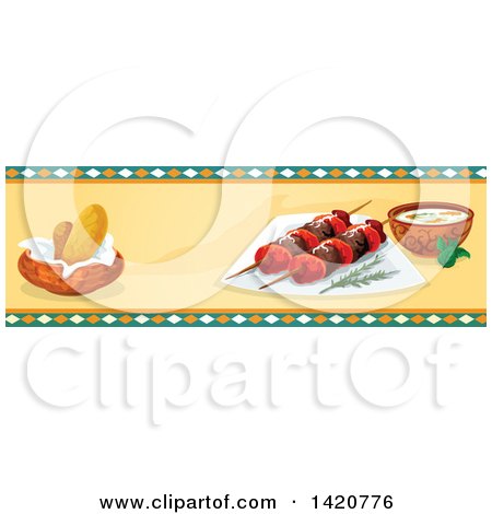 Clipart of a Turkish Food Menu Header or Border - Royalty Free Vector Illustration by Vector Tradition SM
