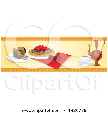 Clipart of a Turkish Food Menu Header or Border - Royalty Free Vector Illustration by Vector Tradition SM
