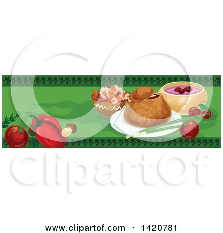 Clipart of a Hungarian Food Menu Header or Border - Royalty Free Vector Illustration by Vector Tradition SM