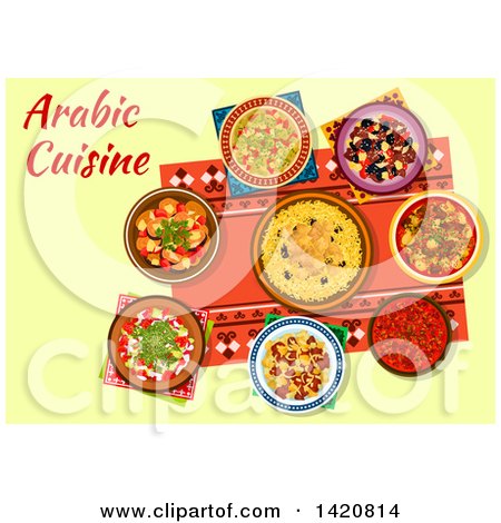 Clipart of a Table Set with Arabic Cuisine - Royalty Free Vector Illustration by Vector Tradition SM