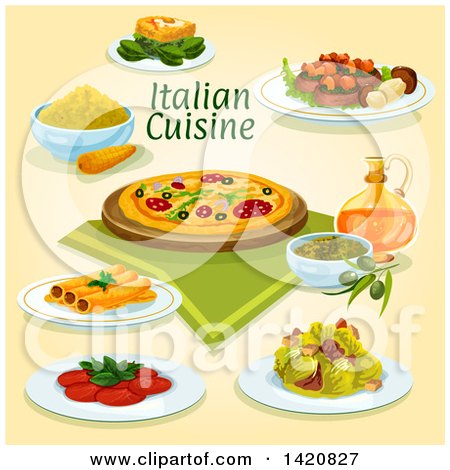 Clipart of Italian Cuisine - Royalty Free Vector Illustration by Vector Tradition SM