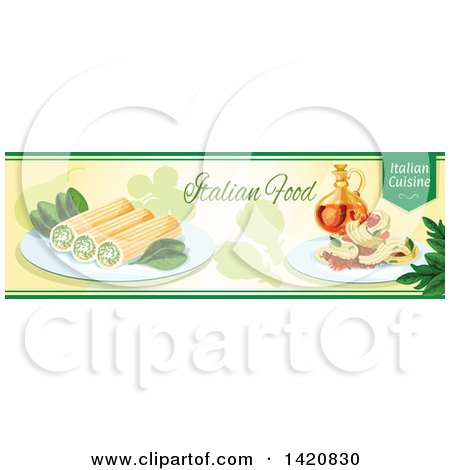 Clipart of an Italian Food Menu Header or Border - Royalty Free Vector Illustration by Vector Tradition SM