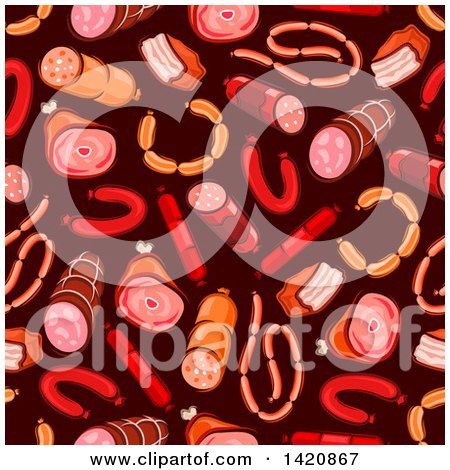Clipart of a Seamless Pattern Background of Red Meat - Royalty Free Vector Illustration by Vector Tradition SM