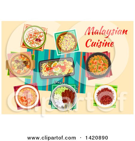 Clipart of a Table of Malaysian Cuisine - Royalty Free Vector Illustration by Vector Tradition SM