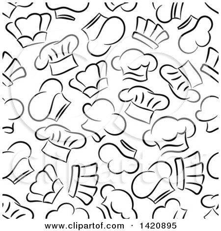 Clipart of a Seamless Pattern Background of Chef Hats - Royalty Free Vector Illustration by Vector Tradition SM