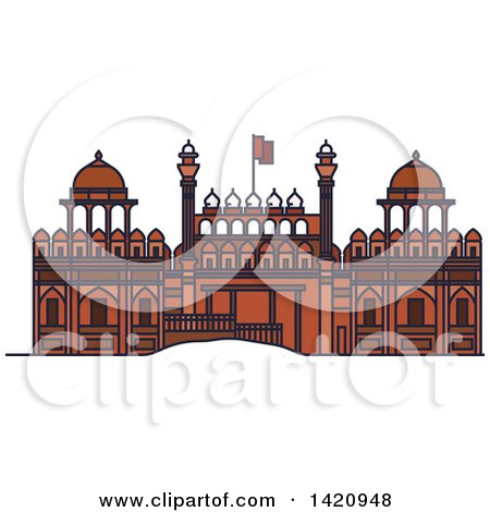 Clipart of a India Landmark, Red Fort - Royalty Free Vector Illustration by Vector Tradition SM