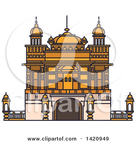 Clipart of a India Landmark, Sikh Golden Temple - Royalty Free Vector Illustration by Vector Tradition SM