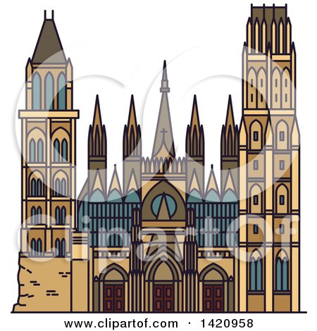Clipart of a French Landmark, Rouen Cathedral - Royalty Free Vector Illustration by Vector Tradition SM
