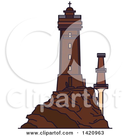 Clipart of a French Landmark, La Vieille Lighthouse - Royalty Free Vector Illustration by Vector Tradition SM