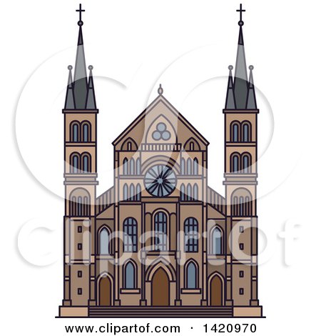 Clipart of a French Landmark, Abbey of Saint-Remi - Royalty Free Vector Illustration by Vector Tradition SM