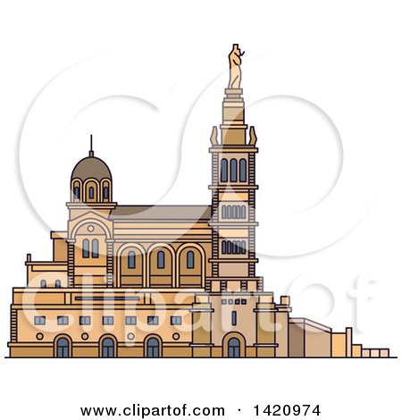 Clipart of a French Landmark, Basilica Notre-Dame De La Garde - Royalty Free Vector Illustration by Vector Tradition SM