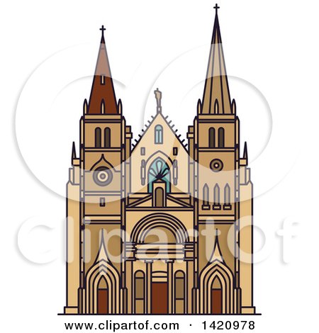 Clipart of a French Landmark, Church of Saint-Nizier - Royalty Free Vector Illustration by Vector Tradition SM