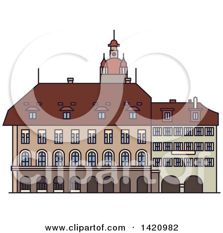 Clipart of a Switzerland Landmark, Lucerne Town Hall - Royalty Free Vector Illustration by Vector Tradition SM