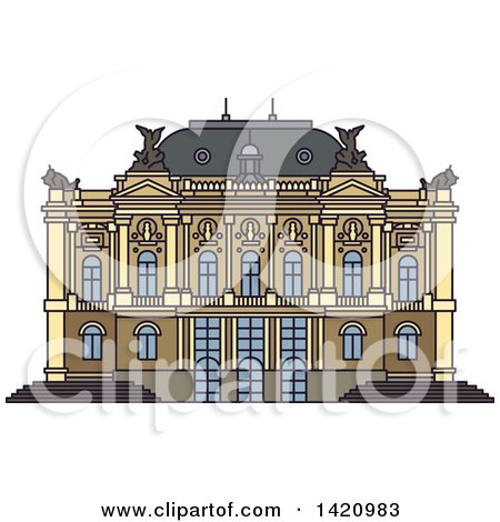 Clipart of a Switzerland Landmark, Zurich Opera House - Royalty Free Vector Illustration by Vector Tradition SM