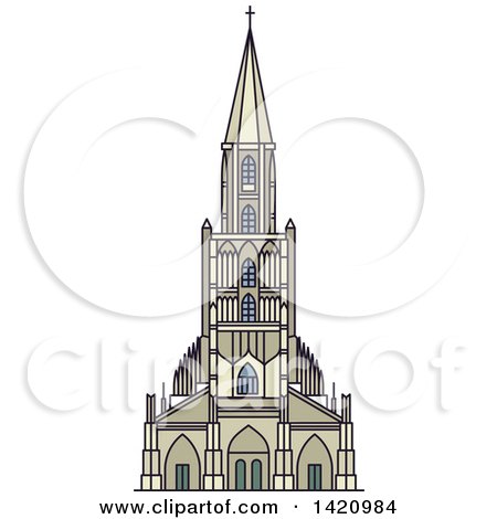 Clipart of a Switzerland Landmark, Bern Minster - Royalty Free Vector Illustration by Vector Tradition SM