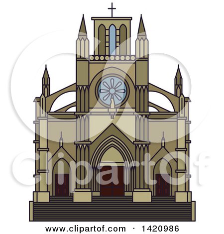 Clipart of a Switzerland Landmark, Notre Dame Basilica - Royalty Free Vector Illustration by Vector Tradition SM