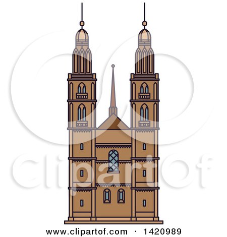 Clipart of a Switzerland Landmark, Grossmunster - Royalty Free Vector Illustration by Vector Tradition SM