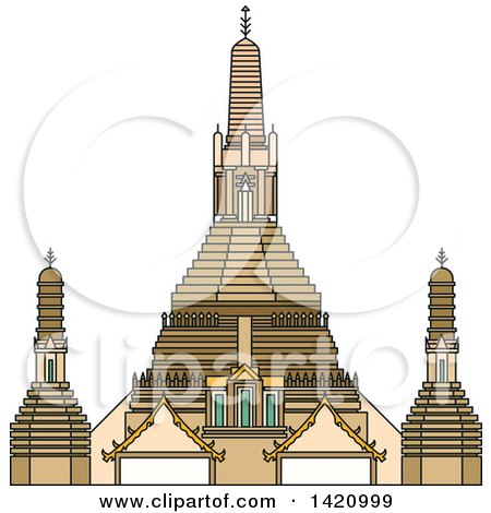 Clipart of a Thailand Landmark, Arun - Royalty Free Vector Illustration by Vector Tradition SM