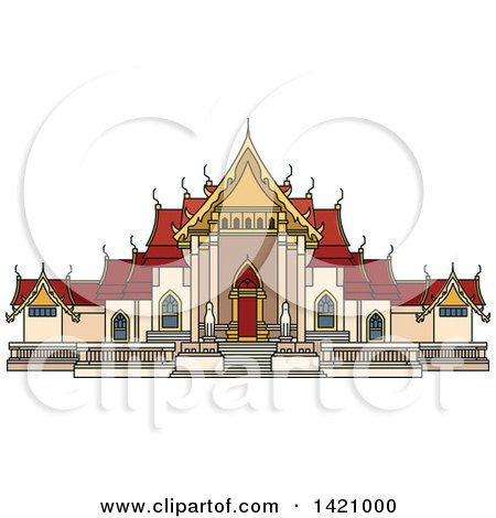 Clipart of a Thailand Landmark, Benchamabophit - Royalty Free Vector Illustration by Vector Tradition SM