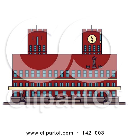 Clipart of a Norway Landmark, Radhus - Royalty Free Vector Illustration by Vector Tradition SM