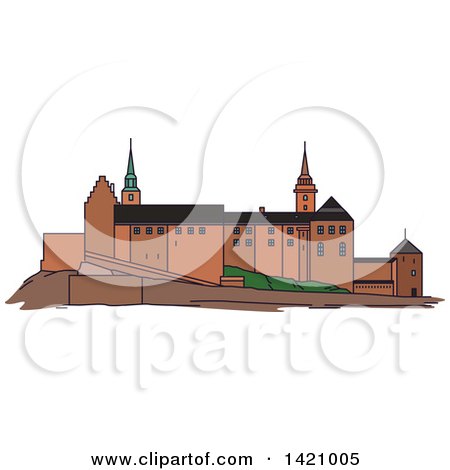 Clipart of a Norway Landmark, Akershus Fortress - Royalty Free Vector Illustration by Vector Tradition SM