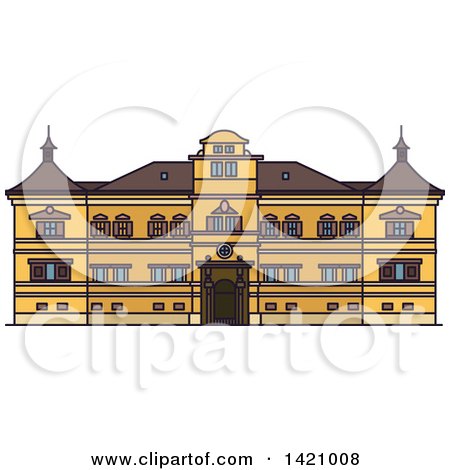 Clipart of a Austria Landmark, Hellbrunn Palace - Royalty Free Vector Illustration by Vector Tradition SM