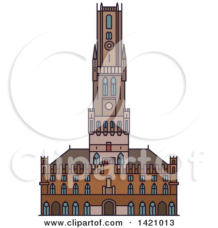 Clipart of a Belgium Landmark, Belfry of Bruges - Royalty Free Vector Illustration by Vector Tradition SM