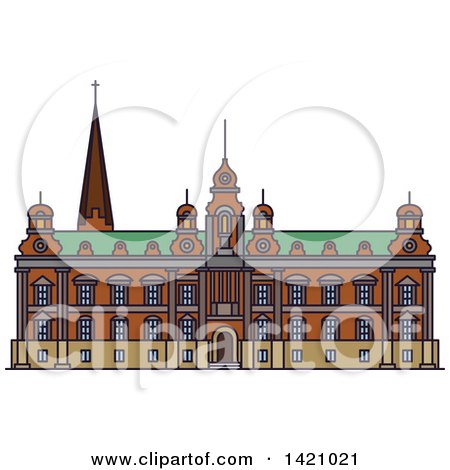 Clipart of a Sweden Landmark, Malmo Town Hall - Royalty Free Vector Illustration by Vector Tradition SM