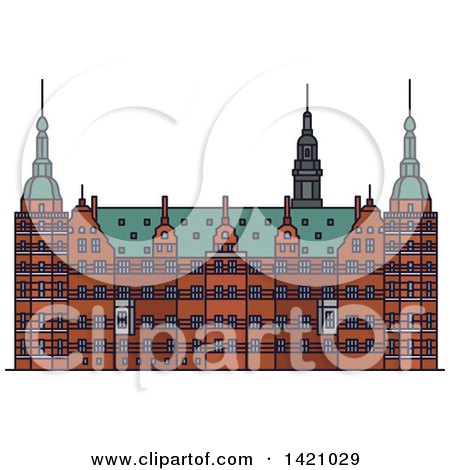 Clipart of a Denmark Landmark, Frederiksborg Castle - Royalty Free Vector Illustration by Vector Tradition SM